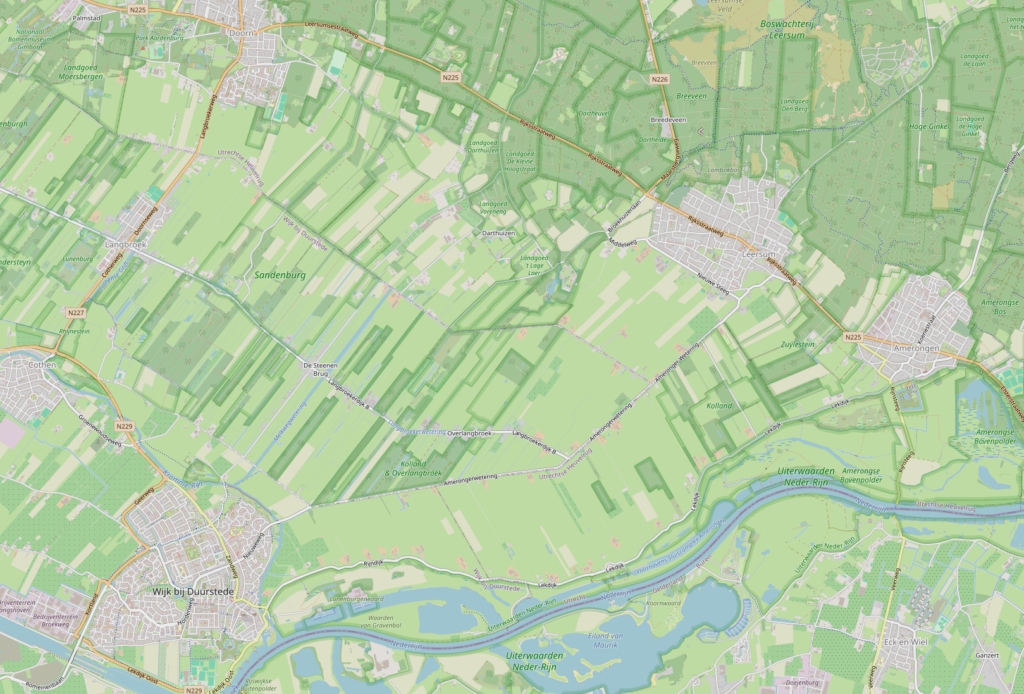 Gebied Langbroek-Kolland (bron: Open Street Maps https://osm.org/go/0Ev3B8wl)